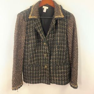 Chico's 1 Blazer Metallic Black Beaded Jacket